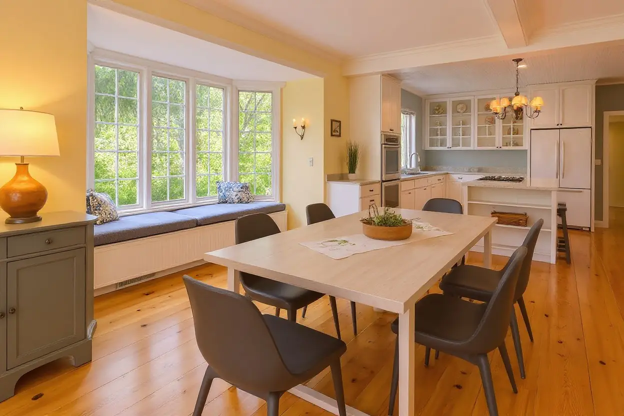 Salon avec intérieur redesigné - Après réaménagement IA